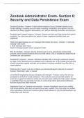 Zendesk Administrator Exam- Section 6 Security and Data Persistence Exam 2024