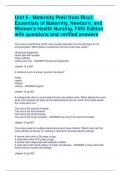 Unit 5 - Maternity PreU from Ricci: Essentials of Maternity, Newborn, and Women's Health Nursing, Fifth Edition with questions and verified answers