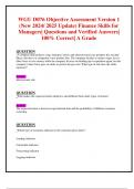 WGU D076 Objective Assessment Version 1 (New 2024/ 2025 Update) Finance Skills for  Managers| Questions and Verified Answers| 100% Correct| A Grade  