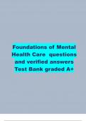 Foundations of Mental Health Care questions and verified answers Test Bank graded A+