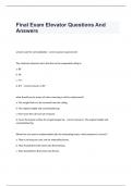 Final Exam Elevator Questions And Answers