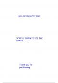 AQA A Level Geography Question Paper 1 and 2 