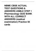 NBME CBSE ACTUAL  TEST QUESTIONS &  ANSWERS USMLE STEP 1  Pharmacology QUIZ BANK  WITH ALL CORRECT  ANSWERS (medical  examination) Practice 50  cards