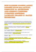 NEW ILLINOIS LEASING AGENT LICENSE EXAM 2024 ACTUAL COMPLETE 70&plus; QUESTIONS AND CORRECT ANSWERS &lpar;VERIFIED ANSWERS&rpar; &vert;ALREADY GRADED A&plus; RATED HIGHSCORE 