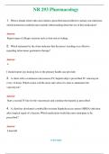 NR 293   (Latest 2024 / 2025)Pharmacology  Questions & Answers with rationales 