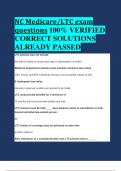 NC Medicare/LTC exam questions 100% VERIFIED  CORRECT SOLUTIONS  ALREADY PASSED