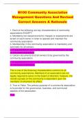 M100 Community Association  Management Questions And Revised  Correct Answers & Rationale