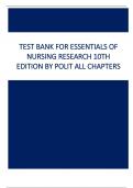 Test bank for Essentials of Nursing Research 10th Edition by Polit All Chapters