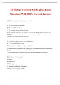 IB Biology Midterm Study guide Exam Questions With 100% Correct Answers