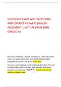HESI V1$V2 EXAM WITH QUESTIONS  AND CORRECT ANSWERS [HEALTH  ASSESMENT 1] ACTUAL EXAM 100%  GRADED A+