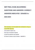 EMT FINAL EXAM JBLEARNING QUESTIONS AND ANSWERS CORRECT  ANSWERS INDICATED  GRADED A+ 2023-2024