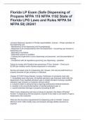 Florida LP Exam (Safe Dispensing of Propane NFPA 110 NFPA 1192 State of Florida LPG Laws and Rules NFPA 54 NFPA 58) 2024!!
