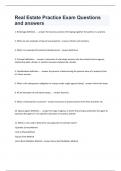 Real Estate Practice Exam Questions and answers