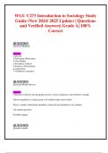 WGU C273 Introduction to Sociology Study Guide (New 2024/ 2025 Update) | Questions  and Verified Answers| Grade A| 100% Correct 