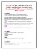 WGU C273 Objective Assessments , Pre-Assessments & Final Exams (New 2024/ 2025 Updates BUNDLED TOGETHER) Introduction toSociology| Questions and Verified Answers| Grade A| 100% Correct 