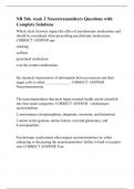 NR 546 : - Chamberlain College of Nursing NR 546. week 2 Neurotransmitters Questions with Complete Solutions