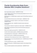 Florida Guardianship State Exam-Statutes With Complete Solutions&excl;&excl;