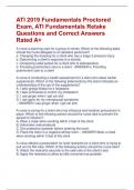 ATI 2019 Fundamentals Proctored  Exam, ATI Fundamentals Retake Questions and Correct Answers  Rated A+