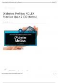 Diabetes Mellitus NCLEX Practice Quiz 2 (30 Items)