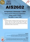 AIS2602 Assignment 2 (COMPLETE ANSWERS) Semester 1 2024 (197820) - DUE 12 April 2024