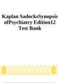 Kaplan SadocksSynopsis ofPsychiatry Edition12 Test Bank
