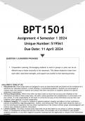 BPT1501 Assignment 4 (ANSWERS) Semester 1 2024 - DISTINCTION GUARANTEED.