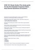 HCB 101 Study Guide (The study guide for the first Hospital Corpsman Basic test) Solved Questions & Answers.