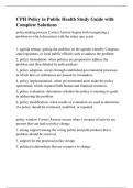 CPH Policy in Public Health Study Guide with Complete Solutions