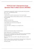 NUR 221 Unit 3: Emergencies Exam Questions With Verified Answers 2024/2025