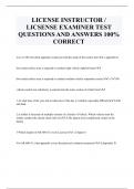 LICENSE INSTRUCTOR /  LICSENSE EXAMINER TEST  QUESTIONS AND ANSWERS 100%  CORRECT