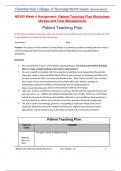 NR305 Week 4 Assignment, Patient Teaching Plan Worksheet (Stress and Time Management) Patient Teaching Plan