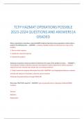 TCFP HAZMAT OPERATIONS POSSIBLE 2023-2024 QUESTIONS AND ANSWERS|A GRADED