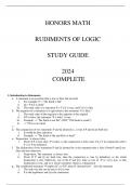 HONORS MATH RUDIMENTS OF LOGIC STUDY GUIDE 2024 COMPLETE
