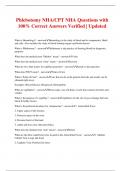 Phlebotomy NHA&sol;CPT NHA Questions with 100&percnt; Correct Answers Verified &vert; Updated