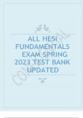 ALL HESI FUNDAMENTALS EXAM SPRING 2023 TEST BANK LATEST UPDATE PRACTICE EXAM WITH ACTUAL CORRECT QUESTIONS AND VERIFIED DETAILED ANSWERS