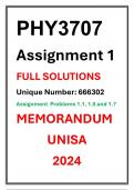 PHY3707 ASSIGNMENT 1 UNIQUE NUMBER 666302 UNISA 2024 SOLID STATE PHYSICS 