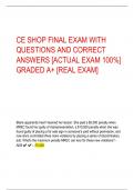 CE SHOP FINAL EXAM WITH  QUESTIONS AND CORRECT  ANSWERS [ACTUAL EXAM 100%]  GRADED A+ [REAL EXAM]