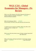 WGU C211 - Global Economics for Managers - PA Review