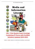 MIL | First Quarter Exam Coverage Containing 55 Terms with Certified Solutions Updated 2024-2025. Terms like;  medium - Answer: substance or method where something is communicated