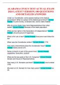 ALABAMA CIVICS TEST ACTUAL EXAM 2024 LATEST VERSION&vert; 100 QUESTIONS AND DETAILED ANSWERS