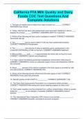 California FFA Milk Quality and Dairy Foods CDE Test Questions And Complete Solutions