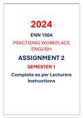 ENN1504 - "2024" - ASSIGNMENT 2 - SEMESTER 1 - Due 17 April 2024 - Drafted as per Lecturers instructions !!
