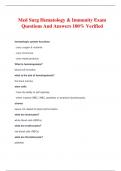 Med Surg Hematology & Immunity Exam Questions And Answers 100% Verified