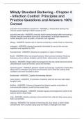 Milady Standard Barbering - Chapter 4 - Infection Control&colon; Principles and Practice Questions and Answers 100&percnt; Correct