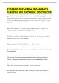 State Exam FLORIDA REAL ESTATE QUESTION AND ANSWERS 100&percnt; VERIFIED
