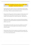 HESI PN Nutrition Practice Exam 2024 with Complete Solutions Rated A&plus;