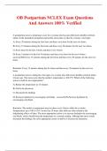 OB Postpartum NCLEX Exam Questions And Answers 100&percnt; Verified