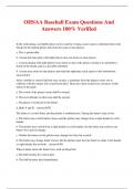OHSAA Baseball Exam Questions And Answers 100&percnt; Verified