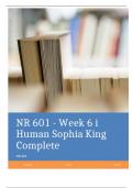NR 601 - Week 6 i Human Sophia King with Complete solution