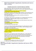 HESI Mental Health Comprehensive Questions and Answers 100&percnt; Accuracy